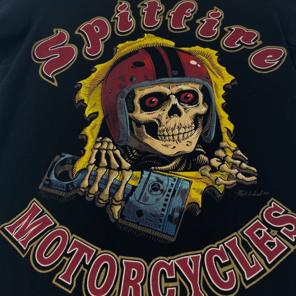 CALIFORNIA SPITFIRE MOTORCYCLES Skull Graphic Black Short Sleeve Tee Size L - Picture 8 of 16